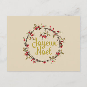 Joyeux Noel French Rustic Kerstmis Wreath Feestdagenkaart