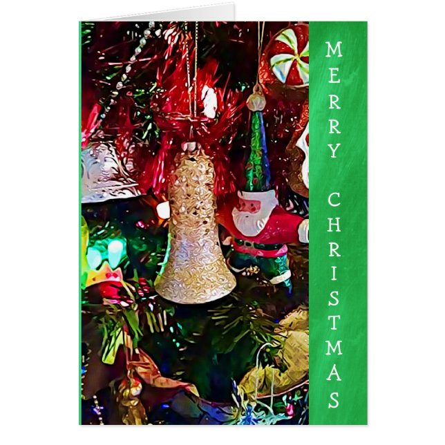 Joyeux Noël Glittery Bell et Père Noël Card (Devant)