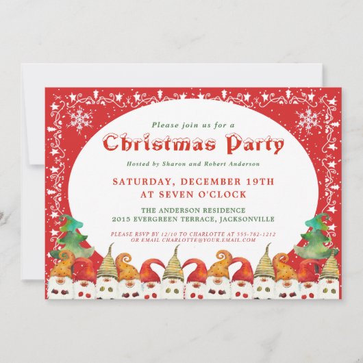 Joyeux Noël Gnomes Fête Invitation (Devant)