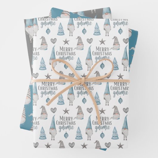 Joyeux Noël Gnomie Enveloppement Feuilles de papie (En situation)