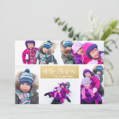 Joyeux Noël Gold 5 Photo Collage Carte de vacances (Debout devant)