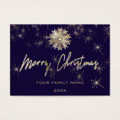 Joyeux Noël Gold Blue Navy Photo Snowflakes (Devant)