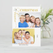 Joyeux Noël Gold Script 2 Photos Carte de vacances (Debout devant)