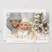 Joyeux Noël Gold Script Carte photo de vacances (Devant)