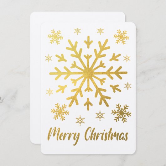 Joyeux Noël Gold Snowflakes Cartes blanches (Devant / Derrière)