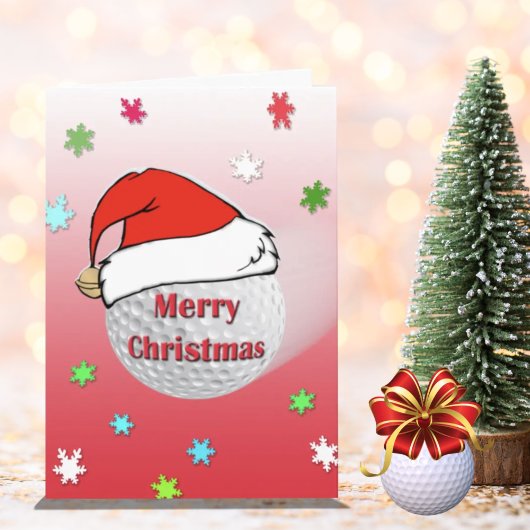 Joyeux Noël Golf Ball Santa Hat Carte de voeux