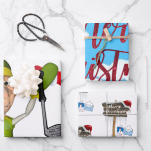Joyeux Noël Golfer Père Noël feuilles d'enveloppem