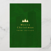 Joyeux Noël Green Foil Carte photo de vacances (Recto)