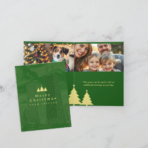 Joyeux Noël Green Photo Carte de vacances pliée