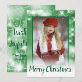 Joyeux Noël Green Sparkle Carte photo de vacances (Devant / Derrière)