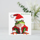 Joyeux Noël grenouille - Carte de vacances (Debout devant)