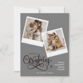 Joyeux Noël gris plaid Carte photo de vacances (Devant)