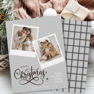 Joyeux Noël gris plaid Carte photo de vacances