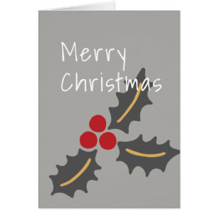 Joyeux Noël/ Gris & Rouge Holly Design
