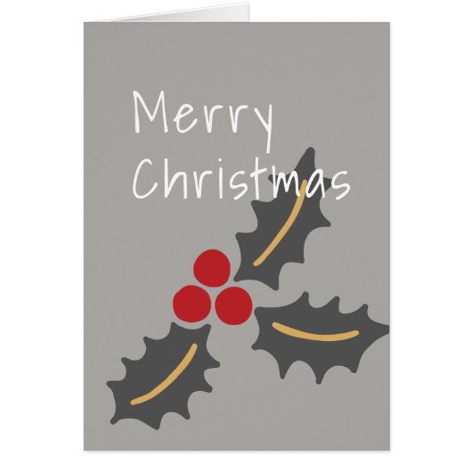 Joyeux Noël/ Gris & Rouge Holly Design (Devant)