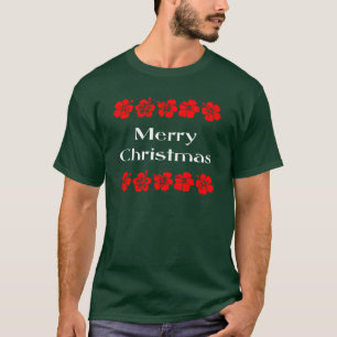 Joyeux Noël Hibiscus rouge Hawaïen T-shirt