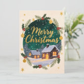 Joyeux Noël hiver Cottage Carte de vacances (Debout devant)