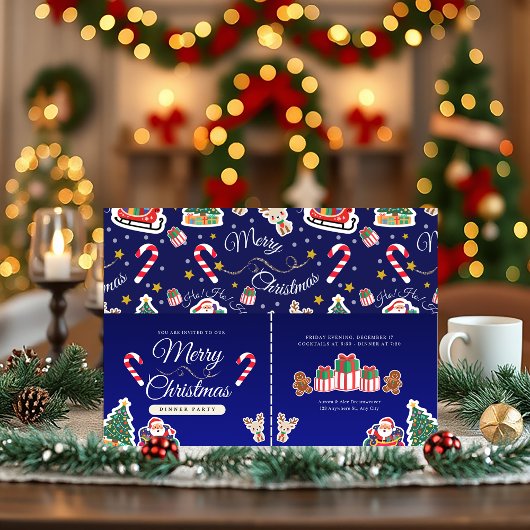 Joyeux Noël, HO!HO!HO! Invitation bleue personnali