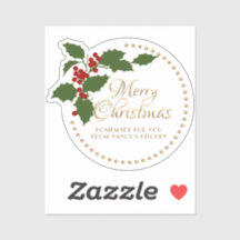 Joyeux Noël Holly & Berry Étiquette Food Cadeau Ti