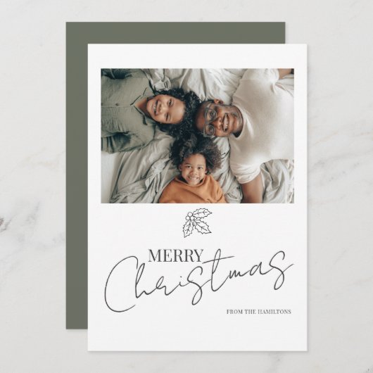 Joyeux Noël Holly Carte photo (Devant / Derrière)