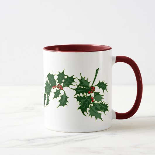 Joyeux Noël Holly Feuilles Mug (Droite)