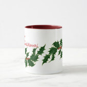 Joyeux Noël Holly Feuilles Mug (Centre)