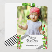 Joyeux Noël Holly Photo Carte de Vœux de Fêtes (Devant / Derrière)
