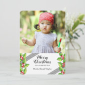 Joyeux Noël Holly Photo Carte de Vœux de Fêtes (Debout devant)