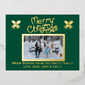 Joyeux Noël Holly Photo Foil Carte de poste de vac (Recto)