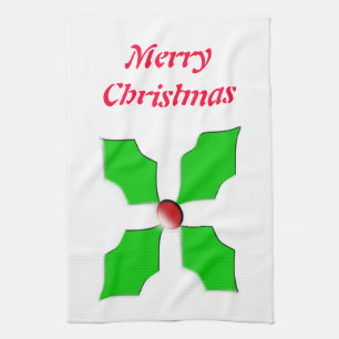 Joyeux Noël Holly Serviette de cuisine personnalis