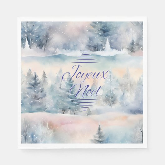 Joyeux Noël in koele tinten Servet (Voorkant)