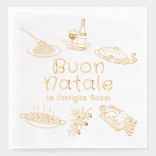 Joyeux Noël italien Nourriture Vin Doodles