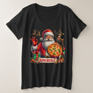 Joyeux Noël Italien Père Noël avec Pizza & Renne