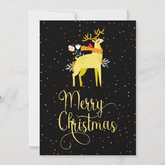 Joyeux Noël Jaune Lune Reindeer Carte de vacances (Devant)