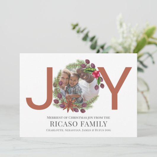 Joyeux Noël Joie Carte photo Wreath (Debout devant)