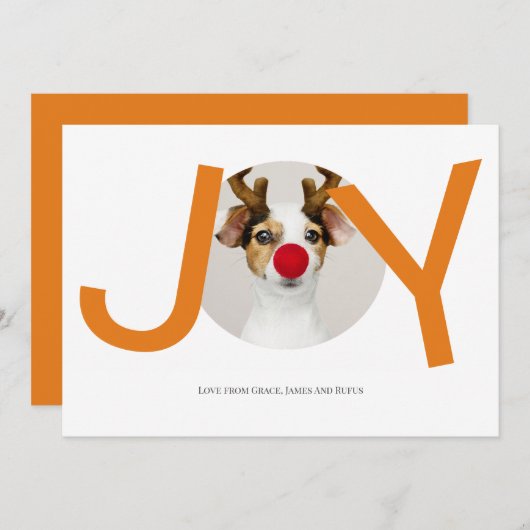 Joyeux Noël Joie Orange Carte photo (Devant / Derrière)