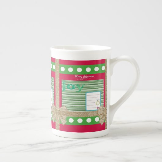 Joyeux Noël, Joie Red Bone China Mug (Droite)