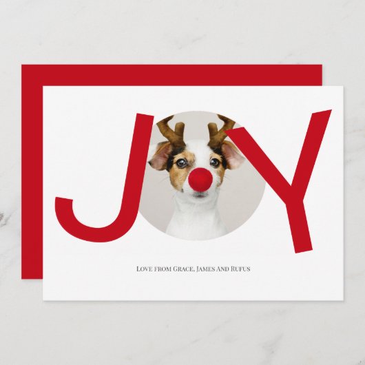Joyeux Noël Joy Carte photo rouge (Devant / Derrière)