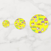 Joyeux Noël Joyeux Anniversaire Confetti Jaune, (Devant)