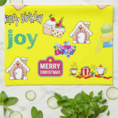 Joyeux Noël Joyeux Anniversaire Cuisine Serviette (Plié)