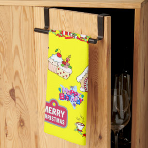 Joyeux Noël Joyeux Anniversaire Cuisine Serviette 