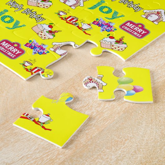 Joyeux Noël Joyeux Anniversaire Jigsaw Puzzle (Côté)