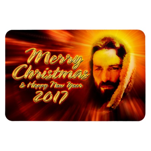 Joyeux Noël Joyeux Nouvel An 2017 Jesus Magnet (Horizontal)