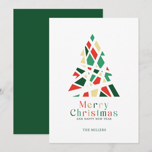 Joyeux Noël Joyeux Nouvel An Arbre carte de voeux (Devant / Derrière)