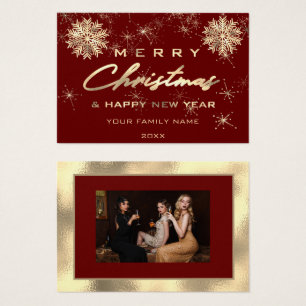 Joyeux Noël Joyeux Nouvel An Gold Burgundy Photo