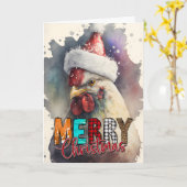 Joyeux Noël Joyeux Père Noël Carte de Poulet (Fleur jaune)