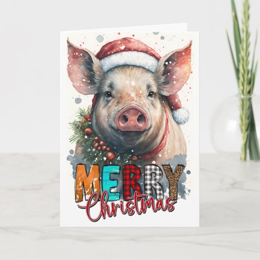 Joyeux Noël Joyeux Santa COCHON Carte (Devant)