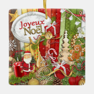 Joyeux Noel ( kerst van de Franse kerst ) Keramisch Ornament