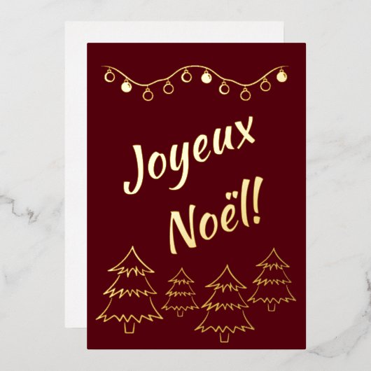 Joyeux Noel Kerstmis Rood Folie Feestdagenkaart (Voorkant / Achterkant)