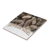 Joyeux Noel Kerstmis Vakantie Pine Cone Tegeltje (Zijkant)